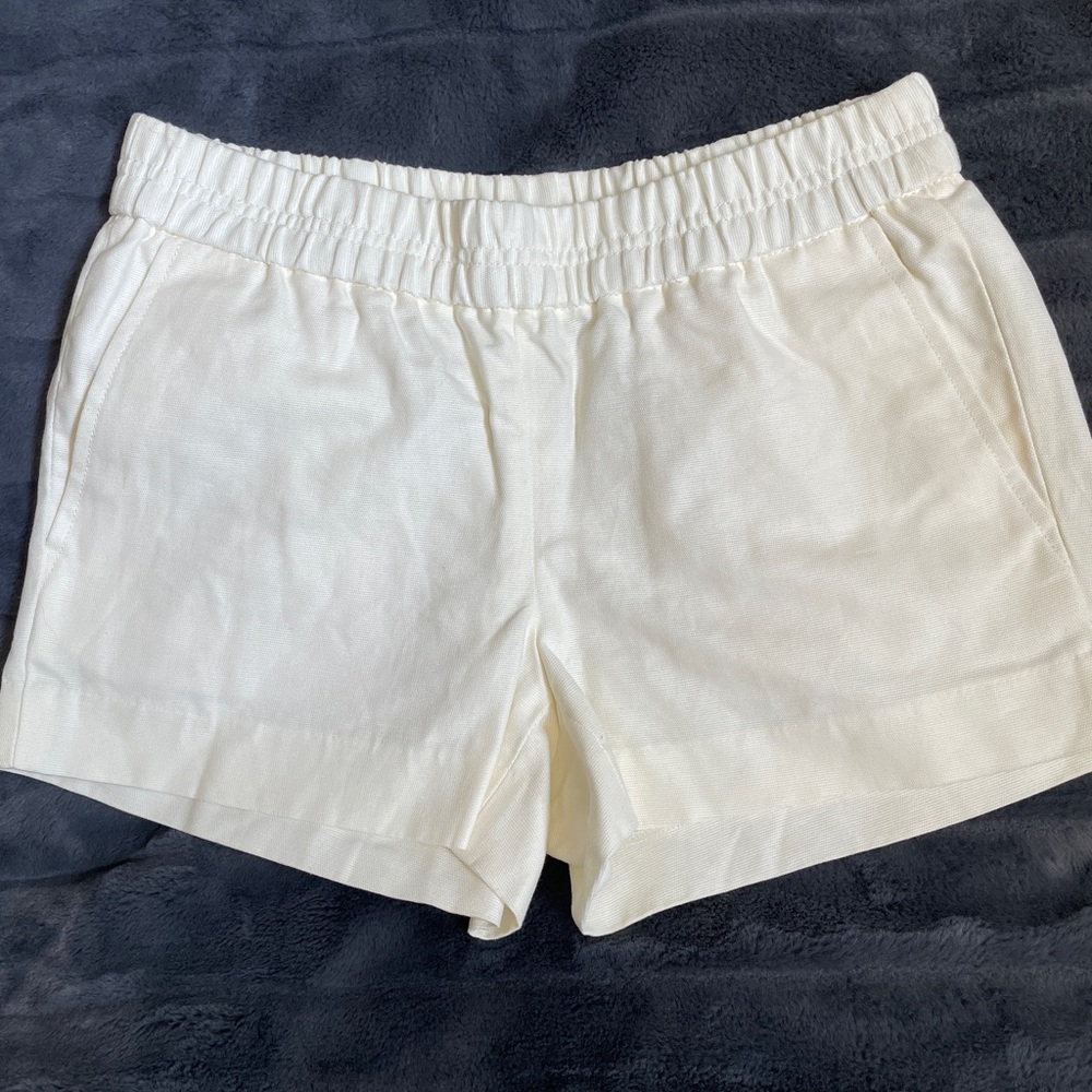 J crew ivory cotton shorts with elastic waist
